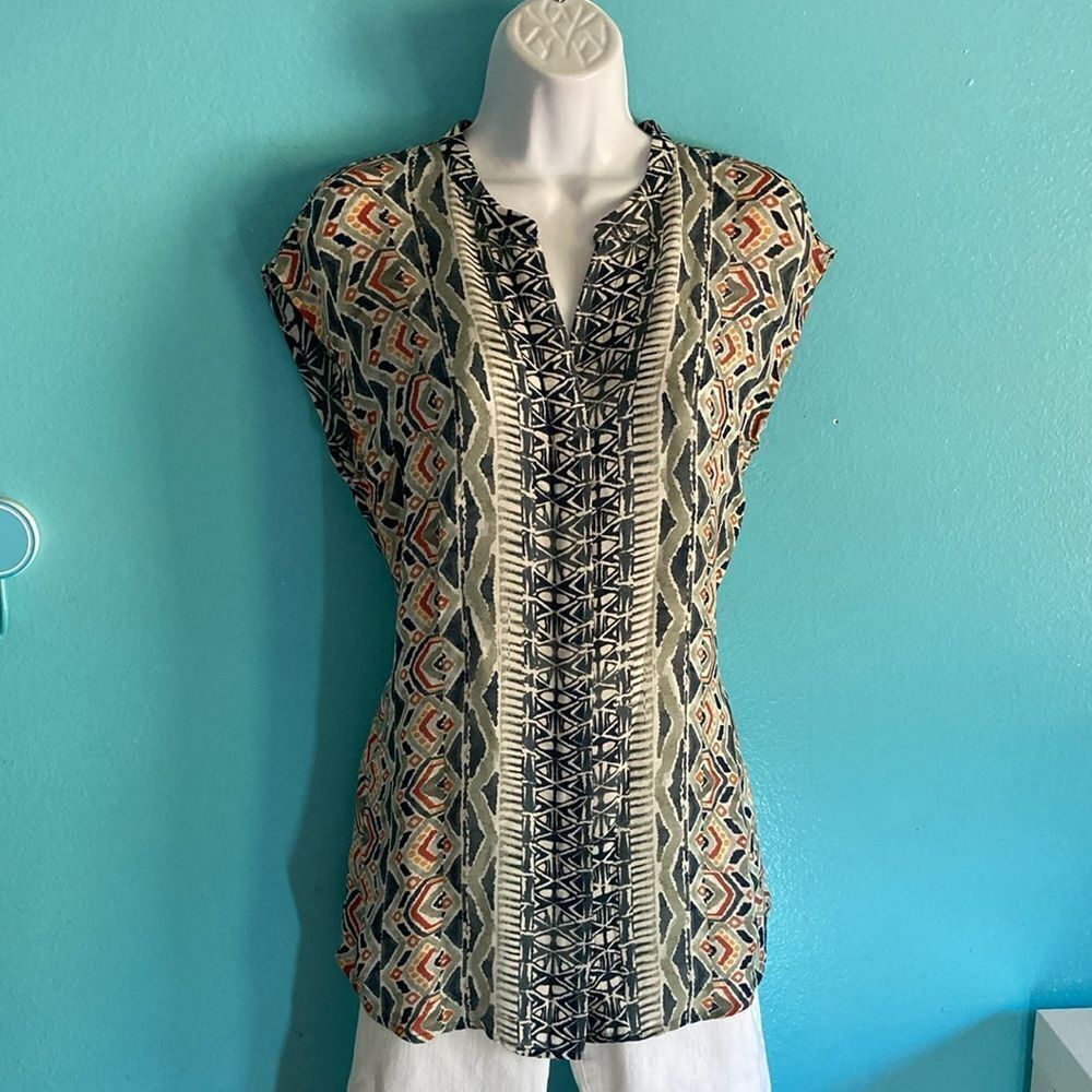 Nic & Zoe Button Front Sleeveless Blouse Size M